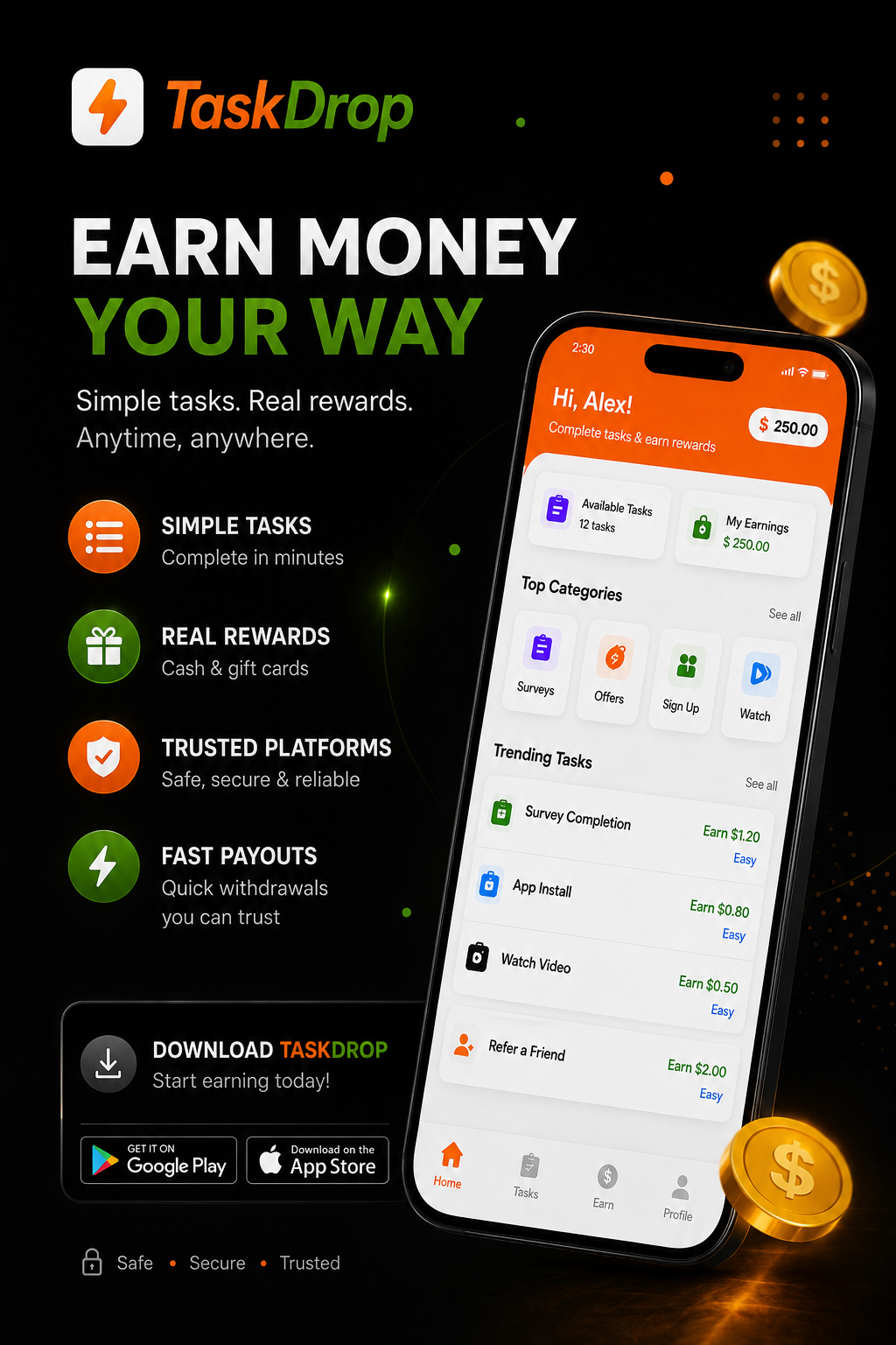 TaskDrop - Earn money with simple tasks